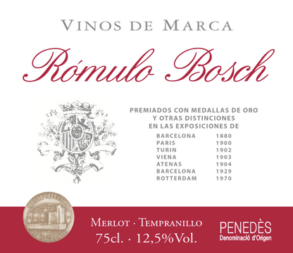 Rómulo Bosch 2 Noirs - D.O. Penedés. Tempranillo y Merlot. Precio/bot. 4,53€- Precio caja con 6 bot.:27,18€